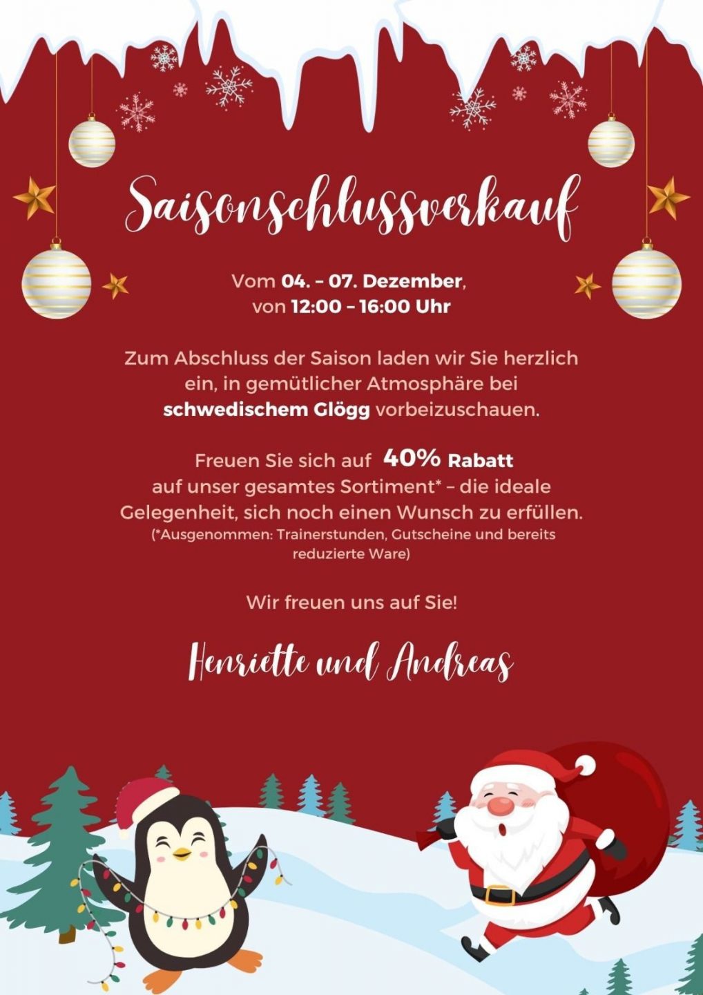 Saisonschlussverkauf im Pro Shop